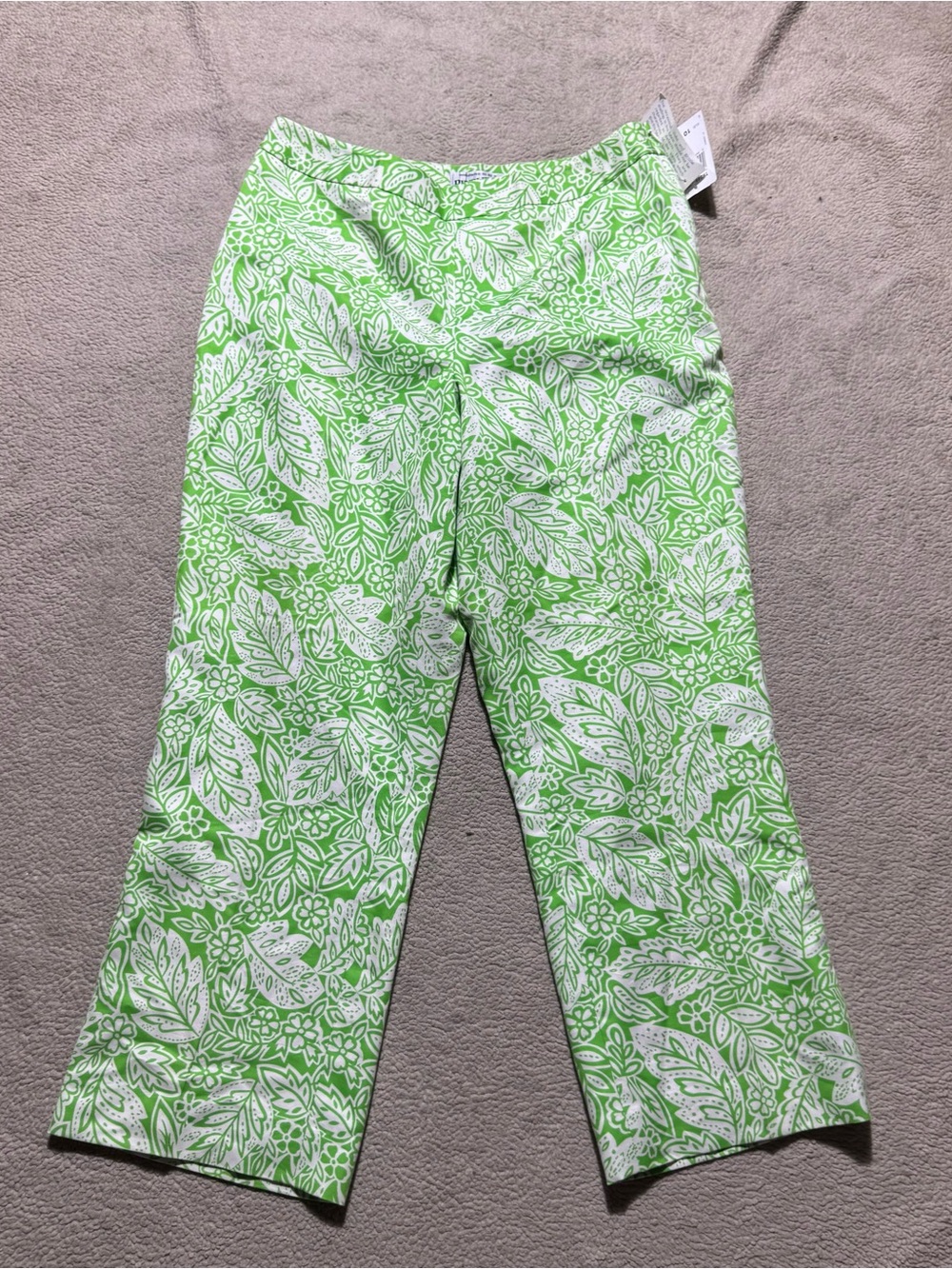 Pendleton Pants Womens 10 Green White Silk Blend Cropped Dress Slacks 29x26 NEW